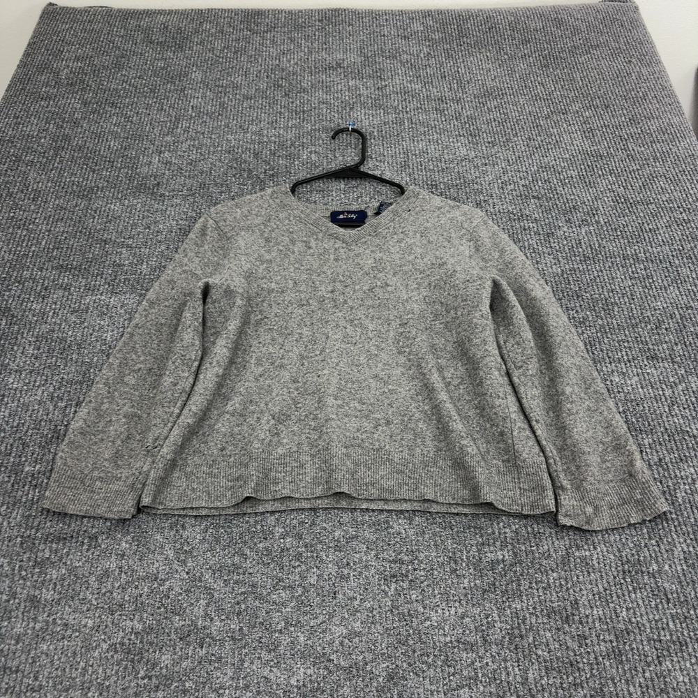 Allen Solly Sweater Womens M Grey Cashmere V-Neck Luxury Casual Style